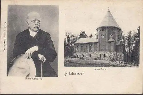 AK Friedrichsruh, Fürst Bismarck, Mausoleum, gelaufen 1905