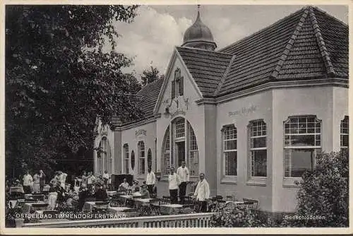 AK Timmendorfer Strand, Hotel Seeschlößchen, Terrasse, gelaufen 1933