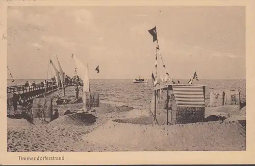 Timmendorfer Plage, Pont d'atterrissage, plage, paniers de plage , couru, 1925