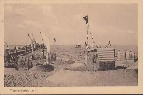 Timmendorfer Strand, Landungsbrücke, Strand, Strandkörbe, gelaufen, 1925