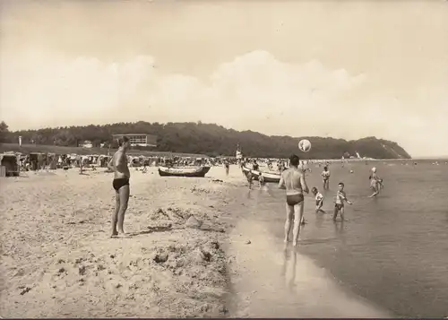 Baabe, Strandansicht, Badegäste, Boote, gelaufen 1968