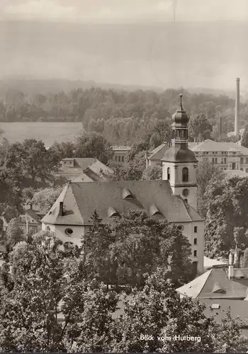 Großschönau, Blick vom Hutberg, Teilansicht, Kirche, gelaufen