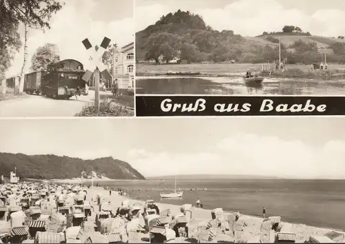 Gruß aus Baabe, Strand, Reichsbahn, Ruderboot, gelaufen 1970