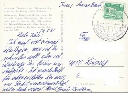 Göltzschtalbrücke, Gedenktafel, Historische Aufnahme, gelaufen 1981