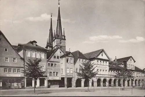 Saalfeld, Die Liden am Markt, HO Imbiss, Buchbinderei, Spielwaren, gelaufen 1959