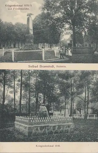 Bad Bramstedt, monument aux guerriers 1870-71, chêne de la paix, mémorial des  Guerrieres 1848, incurvé