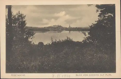 Plön, Fegetasche, Blick vom Edeberg auf Plön, ungelaufen- datiert 1924