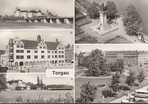 Torgau, Markt, Bahnhof, Denkmal, gelaufen 1991