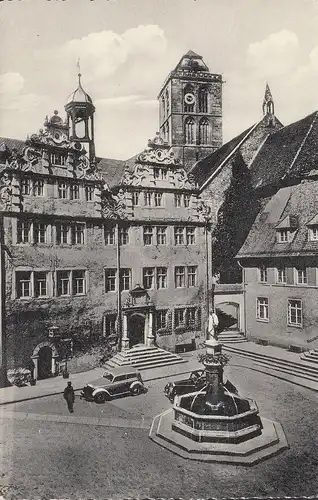 Bad Hersfeld, Rathaus mit Lullusbrunnen, ungelaufen