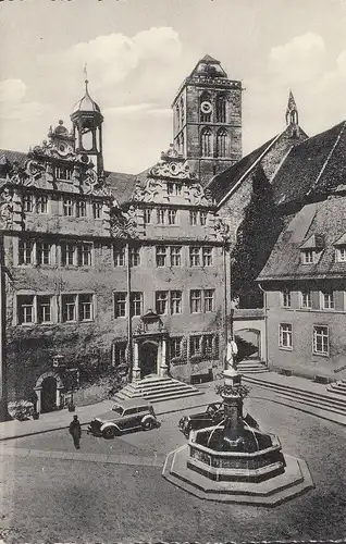 Bad Hersfeld, hôtel de ville avec fontaine de Lullus, non-roulé
