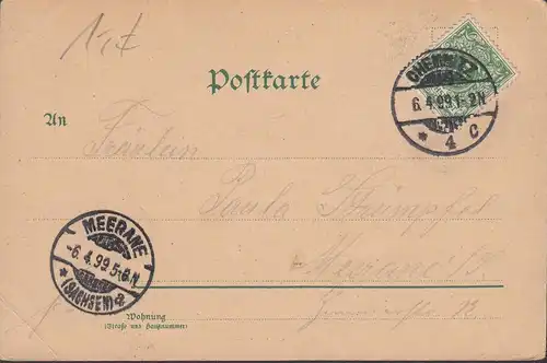 Gruss aus, Bring Glück, Hufeisen, Kleeblatt, gelaufen 1899