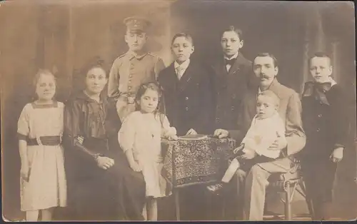 Familien Portrait Foto und 1914, ungelaufen