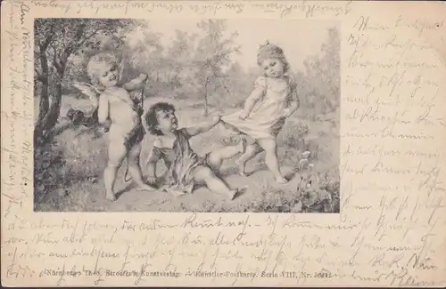 Künstler AK, Theo Stroefers, Spielende Engel, gelaufen 1900
