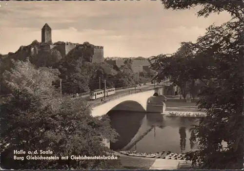 Halle/Saale, Château de Giebichenstein avec pont de pierre de Giebichen, non couru