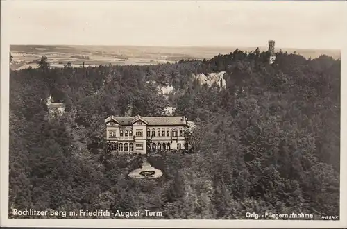 Rochlitz, Hotel und Friedrich-August-Turm, Fliegeraufnahme, ungelaufen