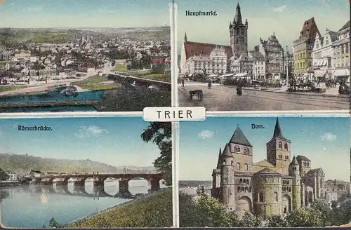 Trier, Hauptmarkt, Römerbrücke, Dom, ungelaufen