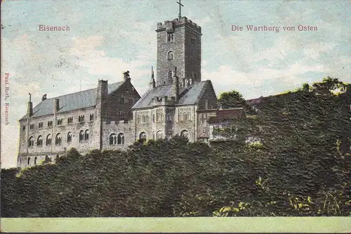 AK Eisenach, Die Wartburg von Osten, Struktur- Karte, erhabenes Bildnis, gelaufen 1922