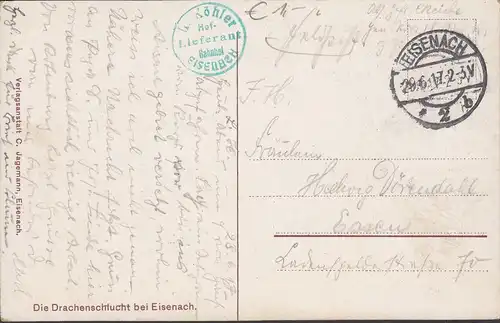 Eisenach, Die Drachenschlucht, Feldpost, gelaufen 1917