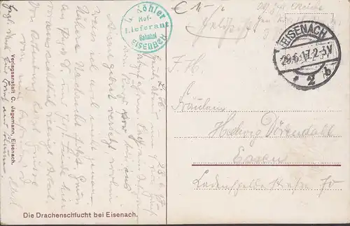 Eisenach, Le Gorge du Dragon, Poste de campagne, couru en 1917