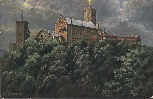 Eisenach, Die Wartburg im Mondschein, ungelaufen