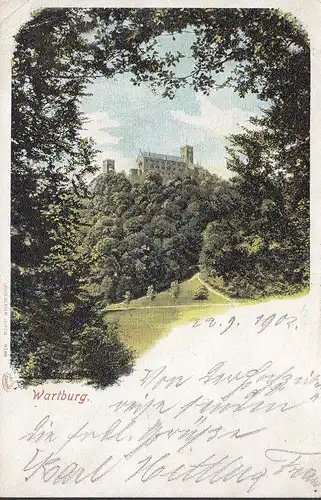 Eisenach, Die Wartburg, Bahnpost, gelaufen 1903