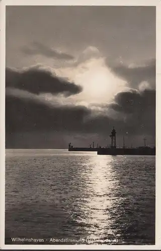 Wilhelmshaven, Abendstimmung, Hafeneinfahrt, gelaufen 1940