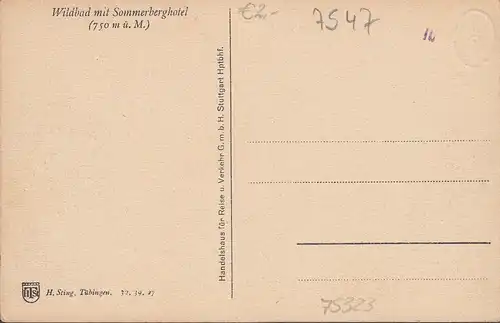 Bad Wildbad mit Sommerberghotel, ungelaufen