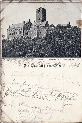 Eisenach, Die Wartburg von Osten nach Riga in Russland, gelaufen 1900