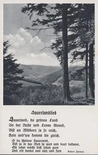 Sauerlandlied, Sauerland, du grünes Land, Robert Zündorf, ungelaufen