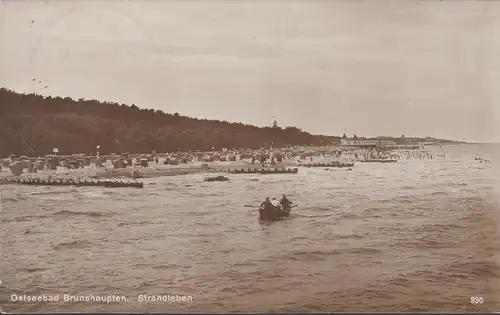 Ostseebad Brunshaupten, Strandleben, Strandkörbe, gelaufen 1929