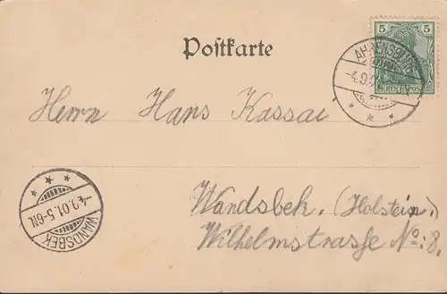 Gruss aus Schmalenbeck, Hotel Hamburger Wald, Besitzer G. Koch, gelaufen 1901