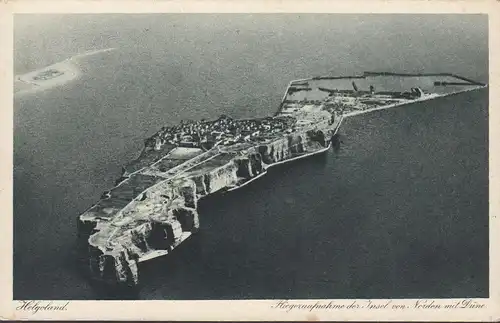 Helgoland, Fliegeraufnahme von Norden mit Düne, ungelaufen- datiert 1926