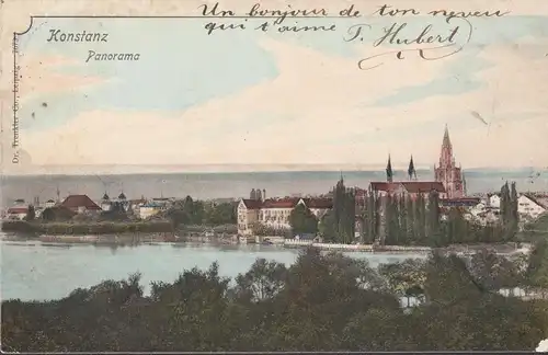 Konstanz, Panoramaansicht, gelaufen 1902