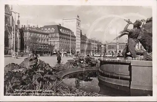 Leipzig, Reichsmessestadt, Augustusplatz, Mendebrunnen, couru 1941