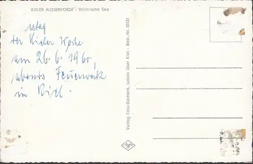 Kiel Aussenförde, Sürmische See, ungelaufen- datiert 1960