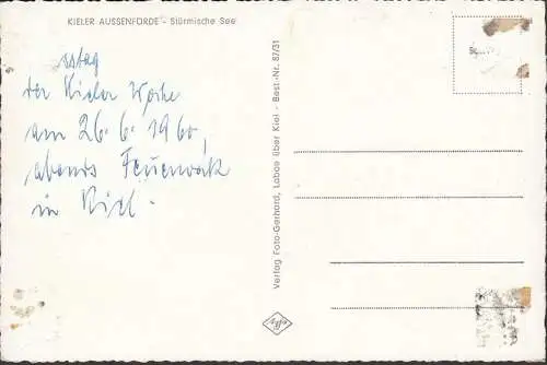 Kiel Aussenförde, Sürmische See, ungelaufen- datiert 1960