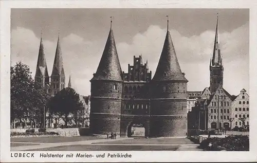 Lübeck, porte de Holsten avec Marie et Pétrirche, non couru