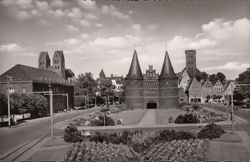 Lübeck, Holstentor, gelaufen 1955