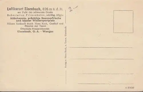 Eisenbach-Kreuzthal, Stadtansicht, ungelaufen- datiert 1922