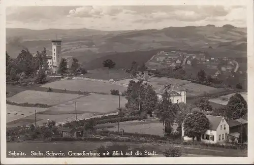 Sebnitz, Grenadierburg, Stadtansicht, Bahnpost, gelaufen 1935