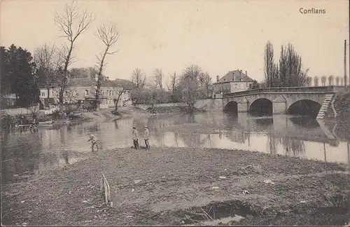 Conflans-Jarny, Pont de L'orne, Soldats à la pêche, non circulaire