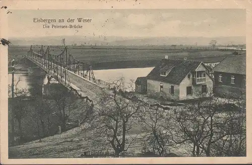 Eisbergen an der Weser, Die Petersen Brücke, gelaufen 1922