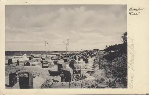 Graal, Strand, Strandkörbe, gelaufen 1938