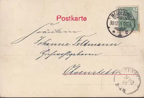 Magdeburg, Breiteweg avec Catherinekirche, magasins, couru 1901