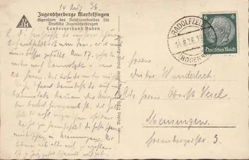 Markelfingen, Jugendherberge, gelaufen 1936