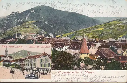 Rappoltsweiler, Hotel zum Lamm, Hotel du Mouton, Stadtansicht, gelaufen 1904