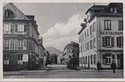 Zabern, Restaurant und Hotel Fischer, Friseur, gelaufen 1944