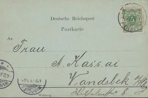 AK Hamburg, St. Pauli, Landungsbrücken, Mondschein, gelaufen 1897