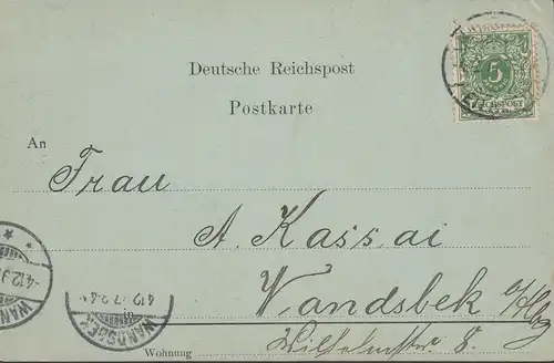 Hamburg, Landungsbrücken, St. Pauli, Mondschein, gelaufen 1897