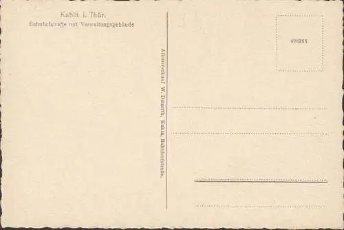 AK Kahla, Bahnhofstraße mit Verwaltungsgebäude, ungelaufen